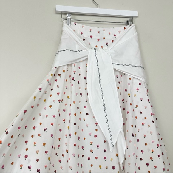 Rosie Assoulin Ula cotton poplin flower Waist Wrap midi skirt Tulip-printed - Picture 8 of 16